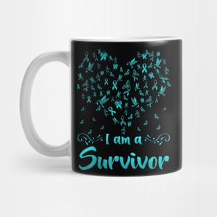 Cervical Cancer Awareness Butterfly Survivor Heart Mug